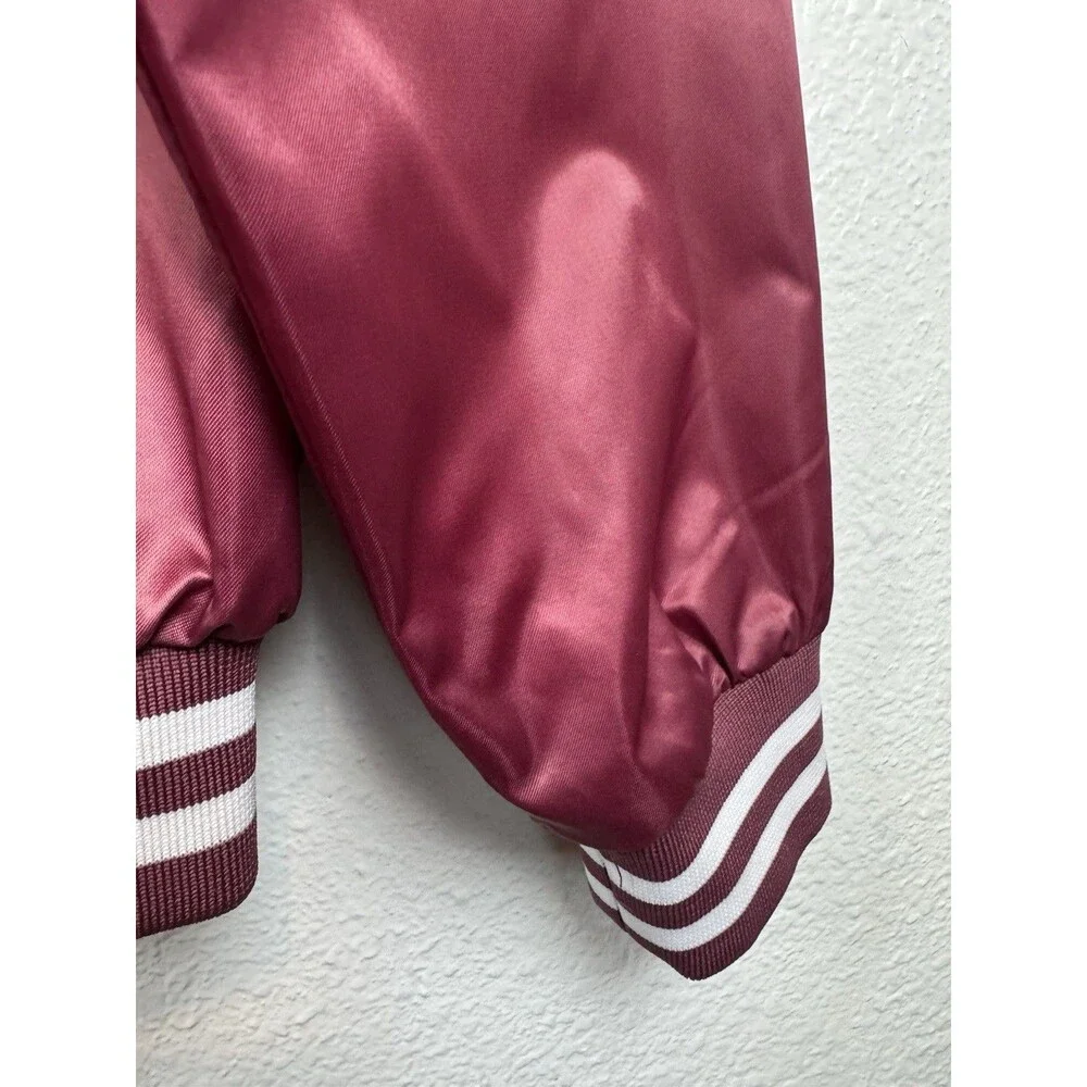 CARDINAL VIDCON 9 Burgundy Satin Bomber Varsity Jacket Embroidered Size Small